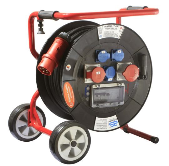 As-Schwabe 26000 Mammut 460 - Avvolgicavo Raccoglitubo Da Cantiere Con Prese IP44 E Otturatore