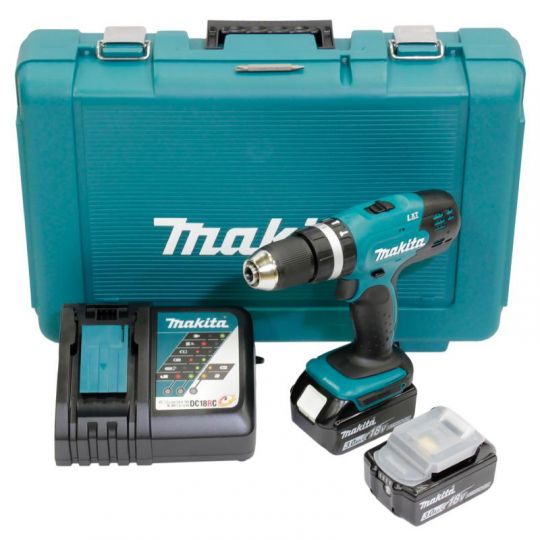 Makita Akku-Schlagbohrschrauber 18V / 3,0 Ah 2x Akku, Ladegerät, T 