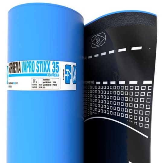 Soprema Bitumen-Kaltselbstklebebahn radondicht Vapro stixx 35