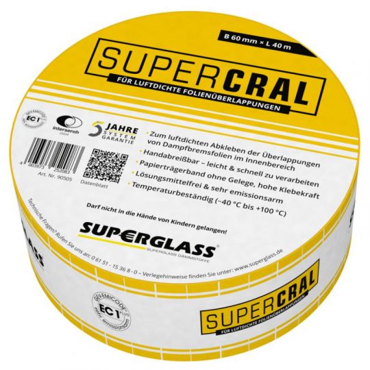 Superglass Supercral gelb Klebeband 60 mm breit - 40 m Rolle  