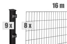 DZT Stabgitterzaun Komplettset BLACKY - tiefschwarz - incl. Pfosten und Befestigungen