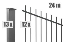 DZT Steigungszaun Komplettset Residenzen select BASEL+ - eisenglimmer - incl. Pfosten und Befestigungen