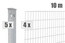 DZT Doppelstabmattenzaun Komplettset MORITZ S - verzinkt - incl. Pfosten und Befestigungen