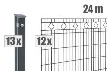 DZT Schmuckzaun Komplettset Residenzen MALAGA - anthrazitgrau - incl. Pfosten und Befestigungen