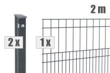 DZT Doppelstabmattenzaun Komplettset MILO - anthrazitgrau - incl. Pfosten und Befestigungen