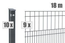 DZT Doppelstabmattenzaun Komplettset MILO - anthrazitgrau - incl. Pfosten und Befestigungen