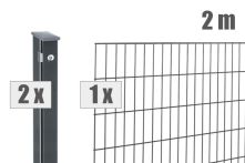 DZT Doppelstabmattenzaun Komplettset PICO S 2.0 - anthrazitgrau - incl. Pfosten und Befestigungen