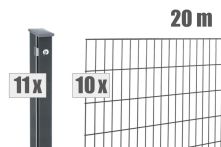 DZT Doppelstabmattenzaun Komplettset PICO S 2.0 - anthrazitgrau - incl. Pfosten und Befestigungen