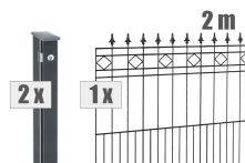 DZT Schmuckzaun Komplettset RIMINI - anthrazitgrau - incl. Pfosten und Befestigungen