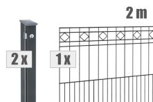 DZT Schmuckzaun Komplettset TURIN - anthrazitgrau - incl. Pfosten und Befestigungen