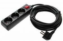 AS-Schwabe Steckdosenleiste 3-fach PVC-Kabel mit Schalter - 5 Mtr. Kabellänge