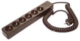 AS-Schwabe Steckdosenleiste 6-fach H05VV-F 3G1,5 mit 2,5 Mtr. Spiralkabel