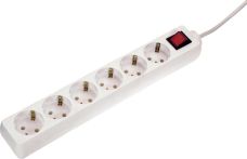 AS-Schwabe Steckdosenleiste 6-fach PVC-Kabel mit Schalter und Kindesicherung - Weiß - 1,4 Mtr. Kabellänge