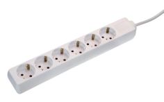 AS-Schwabe Steckdosenleiste 6-fach PVC-Kabel - Weiß - 3 Mtr. Kabellänge