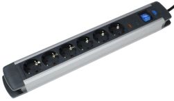 AS-Schwabe Steckdosenleiste Alux 6-fach mit Kunststoffmantel H05VV-F 3G1,5 - 1,5 Mtr. Kabellänge