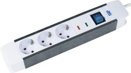 AS-Schwabe Steckdosenleiste Flash 3-fach mit Kunststoffmanteleitung H05VV-F 3G1,5 - 1,5 Mtr. Kabellänge