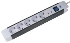 AS-Schwabe Steckdosenleiste Flash 5-fach mit Kunststoffmanteleitung H05VV-F 3G1,6 - 1,5 Mtr. Kabellänge