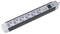 AS-Schwabe Steckdosenleiste Flash 6-fach mit Kunststoffmanteleitung H05VV-F 3G1,7 - 1,5 Mtr. Kabellänge