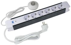 AS-Schwabe Steckdosenleiste Flash 6-fach H&F-Schalter H05VV-F3G1,5 - 1,5 Mtr. Kabellänge