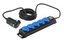 AS-Schwabe Steckdosenblock Profi 5-fach mit FI H07RN-F 3G1,5 - 5 Mtr. Kabellänge