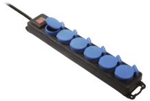 AS-Schwabe Verteilersteckdose 6-fach mit Schalter IP44 H07RN-F 3G1,5 - 1,5 Mtr. Kabellänge