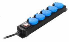 AS-Schwabe Steckdosenblock Profi 5-fach H07RN-F 3G1,5 - Blau - 1,5 Mtr. Kabellänge