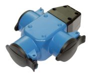 AS-Schwabe Verteiler 3-fach Gummi mit Klappdeckel und Öse IP44 - Blau