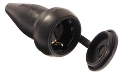 AS-Schwabe Kupplung Vollgummi schwere Ausführung mit Schutzkappe VDE 10-16A - Schwarz