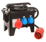 AS-Schwabe Stromverteiler M5 Vollgummi 400V IP54 CEE 32A H07RN-F 5G6 - 2 Mtr. Kabellänge - Schwarz