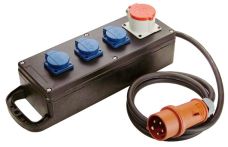 AS-Schwabe Verteilerleiste 3 Steckdosen Vollgummi 1xCEE 16A 400V H07RN 5G2,5 - 2 Mtr. Kabellänge