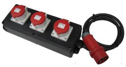 AS-Schwabe Verteilerleiste 3 Steckdosen Vollgummi 16A 400V 5p H07RN 5G2,5 - 2 Mtr. Kabellänge