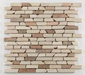 Bärwolf Mosaik 30,5 x 30,5 cm Sticks Botticino/Brown mix, Marble R10 - CM-7109