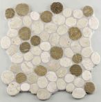 Bärwolf Mosaik 30 x 30 cm Pebble White Sunset Mix Marble R10 - PMG-10002