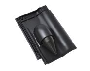 Braas Rubin 9V Ton-Solar- Kabeldurchgang (8629314) Seidenmatt tiefschwarz