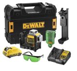 DeWALT DCE089D1G-QW Akku-Multi-Kreuzlinien-Laser Pulsmodus grün 10,8 V / 2Ah / 3x 360° Grad selbstnivellierend mit Ladegerät, Akku XR und T-STAK-Koffer