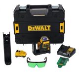 DeWALT DCE0811D1G-QW Akku-Kreuzlinien-Laser Pulsmodus grün 10,8 V / 2Ah / 2x 360° Grad selbstnivellierend mit Ladegerät, Akku XR und T-STAK-Koffer