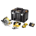 DeWALT DCK2012P2T-QW Akku-Aktions-Kombipack 18 V / 5 Ah mit 2 Maschinen, 2 Akkus, Schnellladegerät und T-STAK-Box VI
