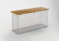 Gabiona Gartenbank Spiralgabione Teak, MW 5 x 5 cm - 105 x 50 x 30 cm