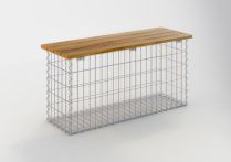 Gabiona Gartenbank Spiralgabione Teak, MW 5 x 10 cm - 105 x 50 x 30 cm