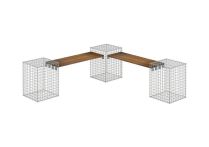 Gabiona Gartenbank Cumaru mit 3 Gabionen, MW 5 x 5 cm