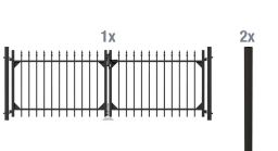 Alberts Doppeltor-Set Chaussee, zum Einbetonieren, in verschiedenen Höhen, matt schwarz