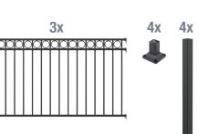 Alberts Zaun-Set Circle, in verschiedenen Ausführungen+Längen, matt-schwarz