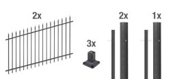 Alberts Zaun-Set Chaussee, in verschiedenen Ausführungen+Längen, matt-schwarz