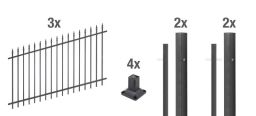 Alberts Zaun-Set Chaussee, in verschiedenen Ausführungen+Längen, matt-schwarz