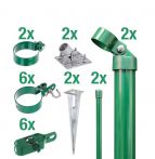 Alberts Zaunanschlussset, zweiseitiger Anschluss im Zaunverlauf mit Bodenhülsen, 60 mm, grün