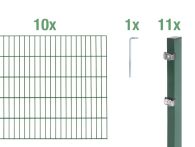 Alberts Doppelstabmattenzaun Komplettset Grün - Elemente 2,0 m breit - inkl. Pfosten und Befestigungen