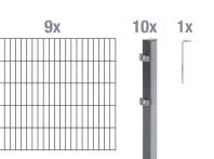 Alberts Doppelstabmattenzaun Komplettset Anthrazit - Elemente 2,0 m breit - inkl. Pfosten und Befestigungen
