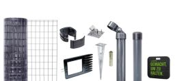 Alberts Drahtzaun-Set Fix Clip Pro, zum Einschlagen, in verschiedenen Höhen+Längen, anthrazit-metallic