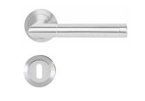 Griffwelt Genua Drücker-Garnitur mit Rosetten fest drehbar gelagert, Edelstahl matt