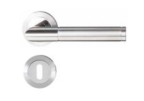 Griffwelt Siena Drücker-Garnitur mit Rosetten fest drehbar gelagert, Edelstahl poliert/matt